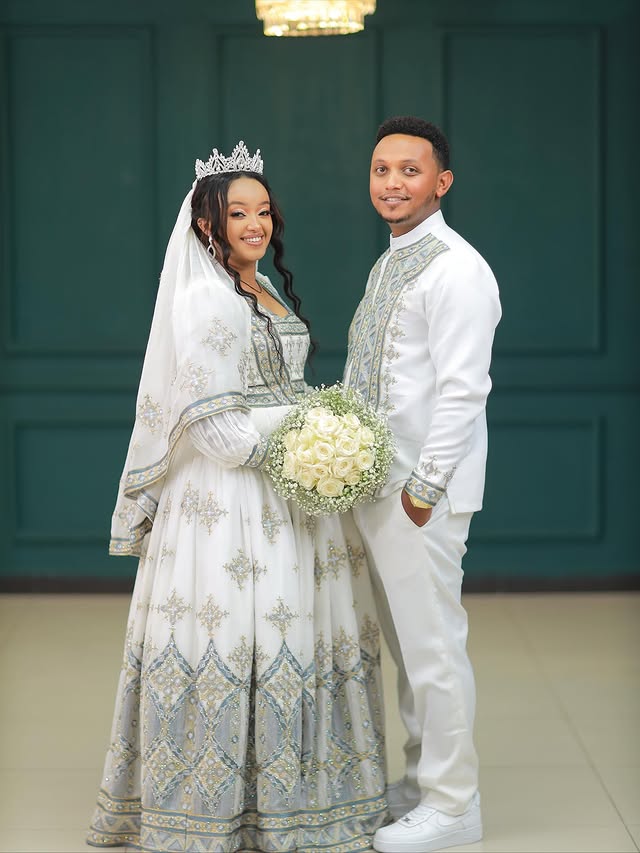 Habesha wedding attire by WEG DESIGN — worn at a real wedding